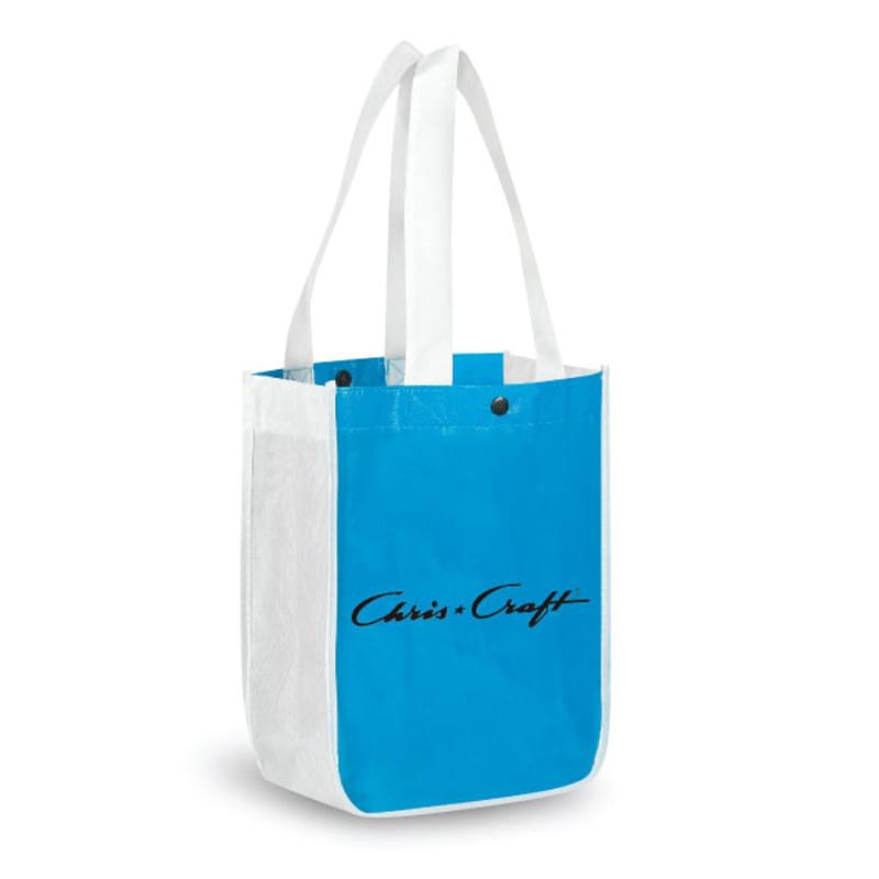 Recycled Fashion Tote Bag with Snap Closure Gloss Finish 110 gsm 8.5"W x 11.25"h x 4"G
