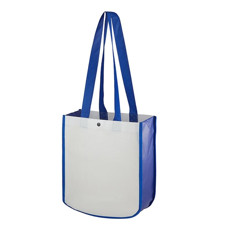 Recycled Fashion Tote Bag with 19.5" handle and plastic snap closure
