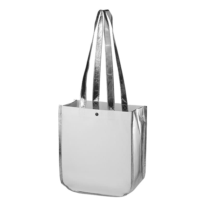 Recycled Fashion Tote Bag with 19.5" handle and plastic snap closure