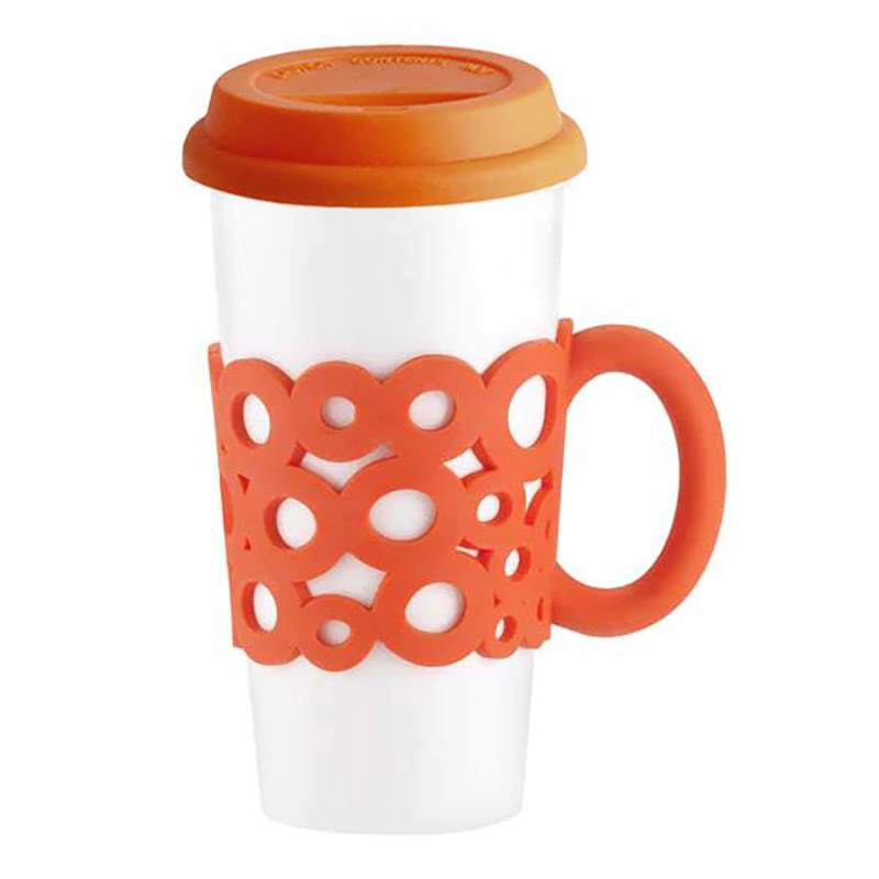 16 oz Vaso tumbler with lid & lacey silicone handle	