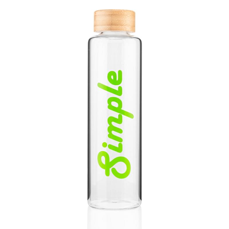 18.6 Oz. Clear Glass Bottle with Bamboo Lid