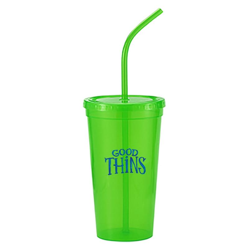 24 Oz. Hydra8 Cup single wall stadium cup with straw & lid