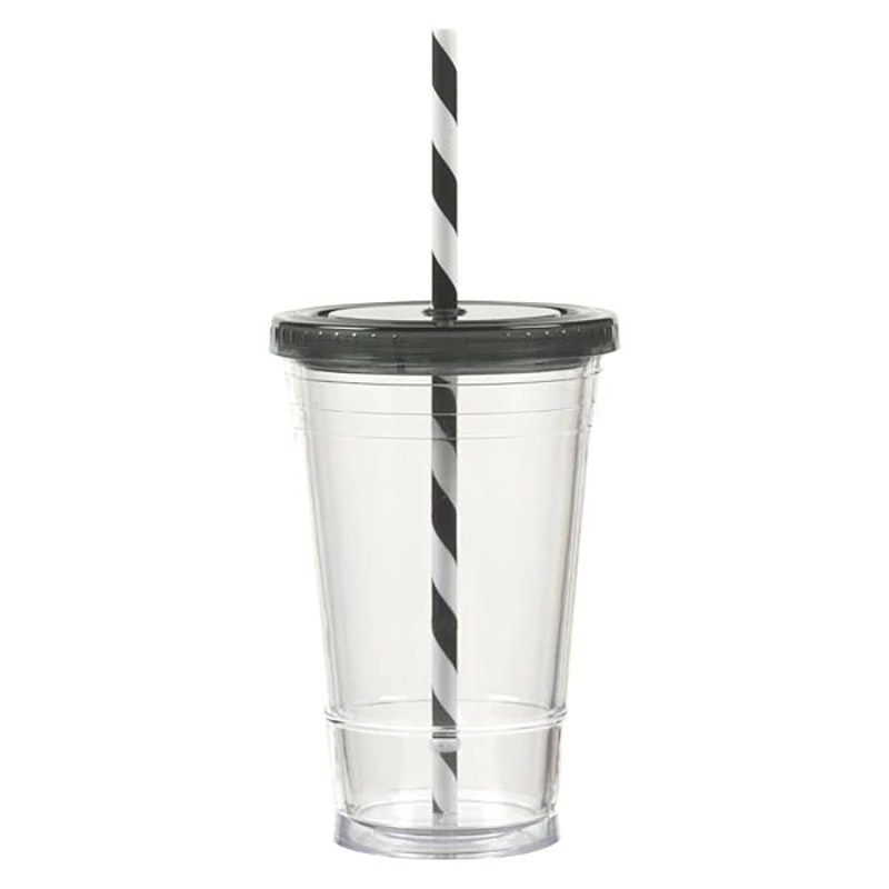 16 oz Slurpy double wall tumbler with striped straw	
