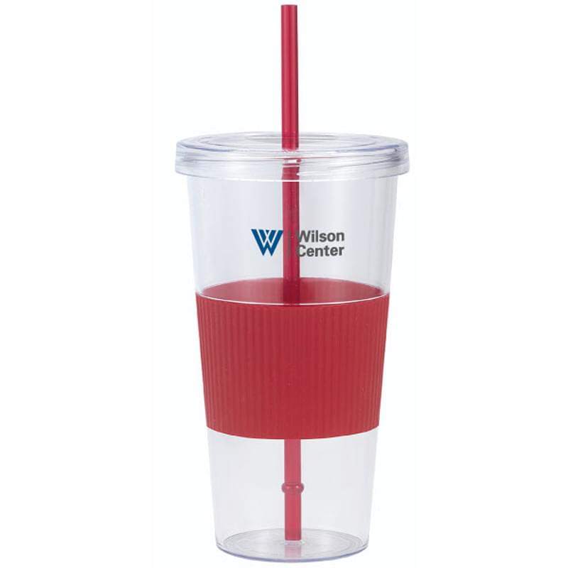 24 Oz Burpy Clear Single wall Tumbler with Silicone Grip
