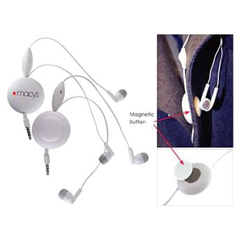 I-Bean Retractable Headphones with microphone and on/off button